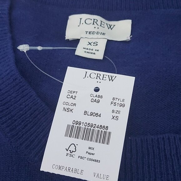 J. Crew Cotton-wool blend Teddie sweater Blue Size XS - Picture 4 of 7